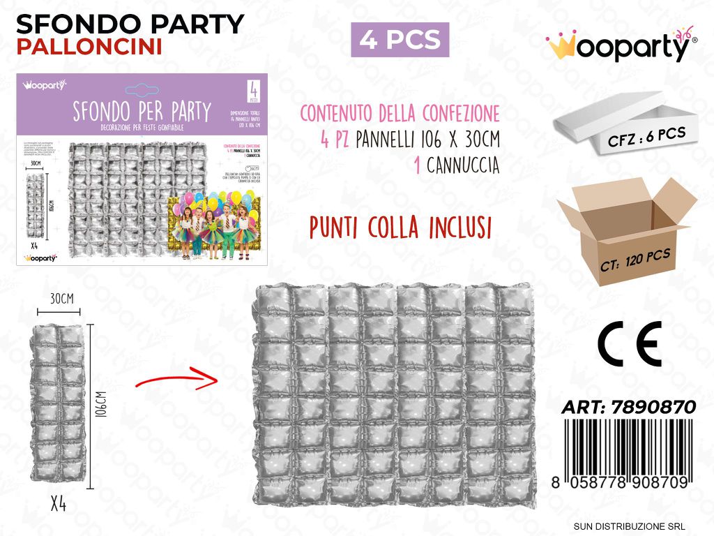 SFONDO PARTY PALLONCINI ARG. 4PCS 106*30CM /PZ DA 6**