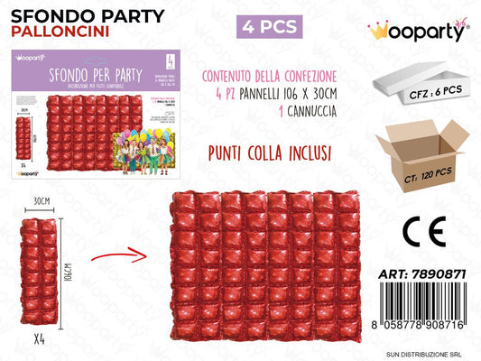 SFONDO PARTY PALLONCINI ROSSO 4PCS 106*30CM /PZ DA 6**
