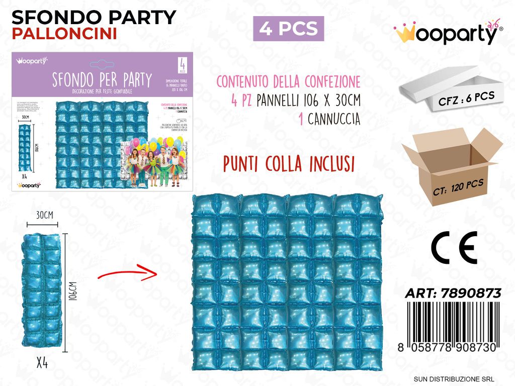 SFONDO PARTY PALLONCINI CEL. 4PCS 106*30CM /PZ DA 6**