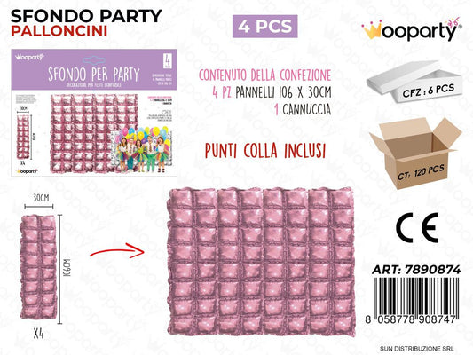SFONDO PARTY PALLONCINI ROSA 4PCS 106*30CM /PZ DA 6**