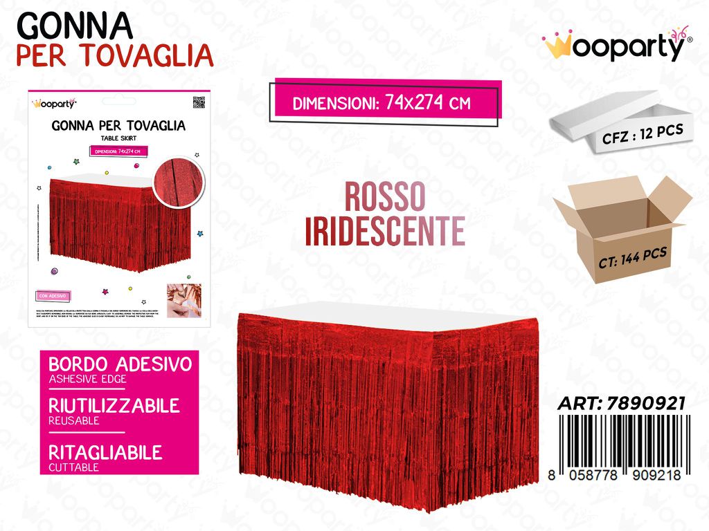 GONNA PER TOVAGLIA ROSSO IRIDESC. 74*274CM