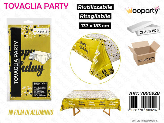 TOVAGLIA PARTY H. BIRTHDAY ORO  137*183CM /PZ DA 12**