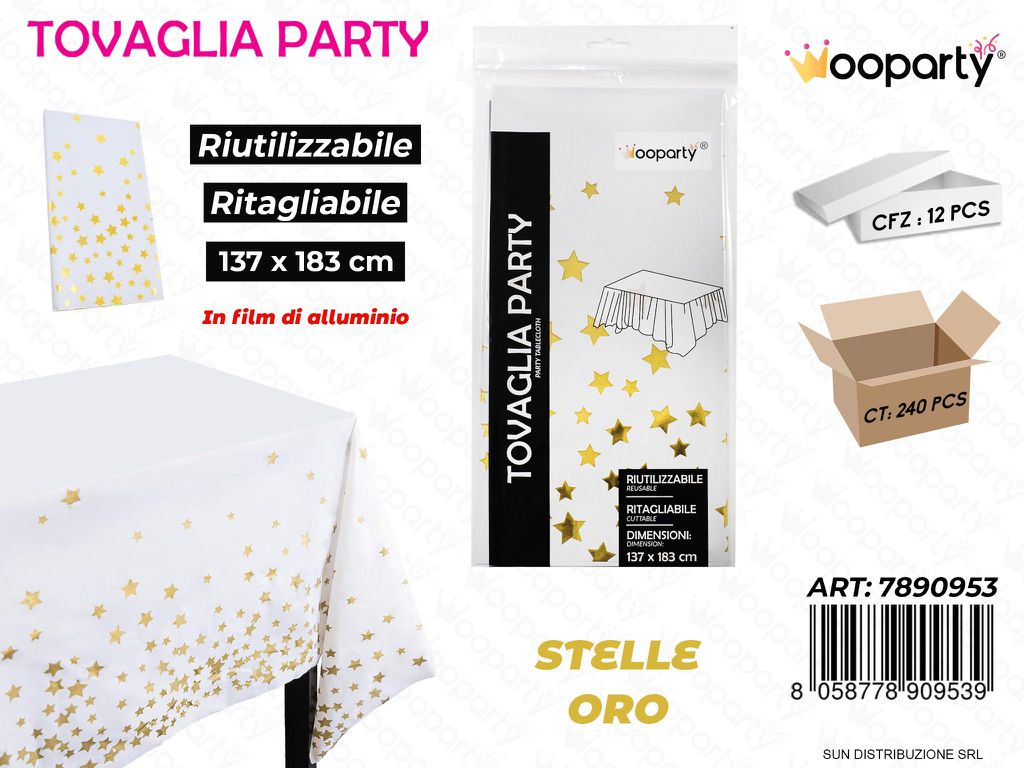 TOVAGLIA PARTY RIUT. STELLE ORO 137*183CM /PZ DA 12**