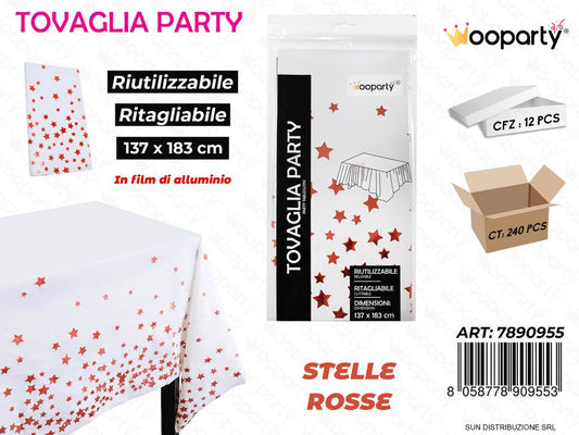 TOVAGLIA PARTY RIUT. STELLE ROSSO 137*183CM /PZ DA 12**