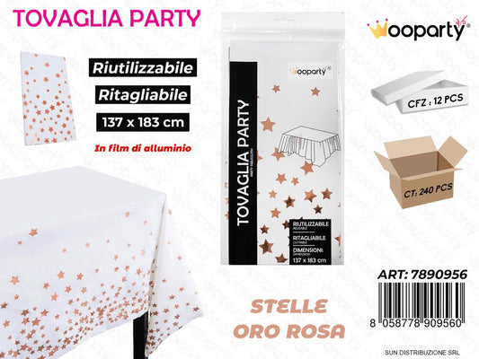 TOVAGLIA PARTY RIUT. STELLE ORO ROSA 137*183CM /PZ DA 12**