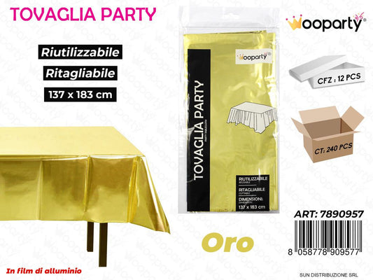 TOVAGLIA PARTY RIUT. METAL ORO 137*183CM /PZ DA 12**