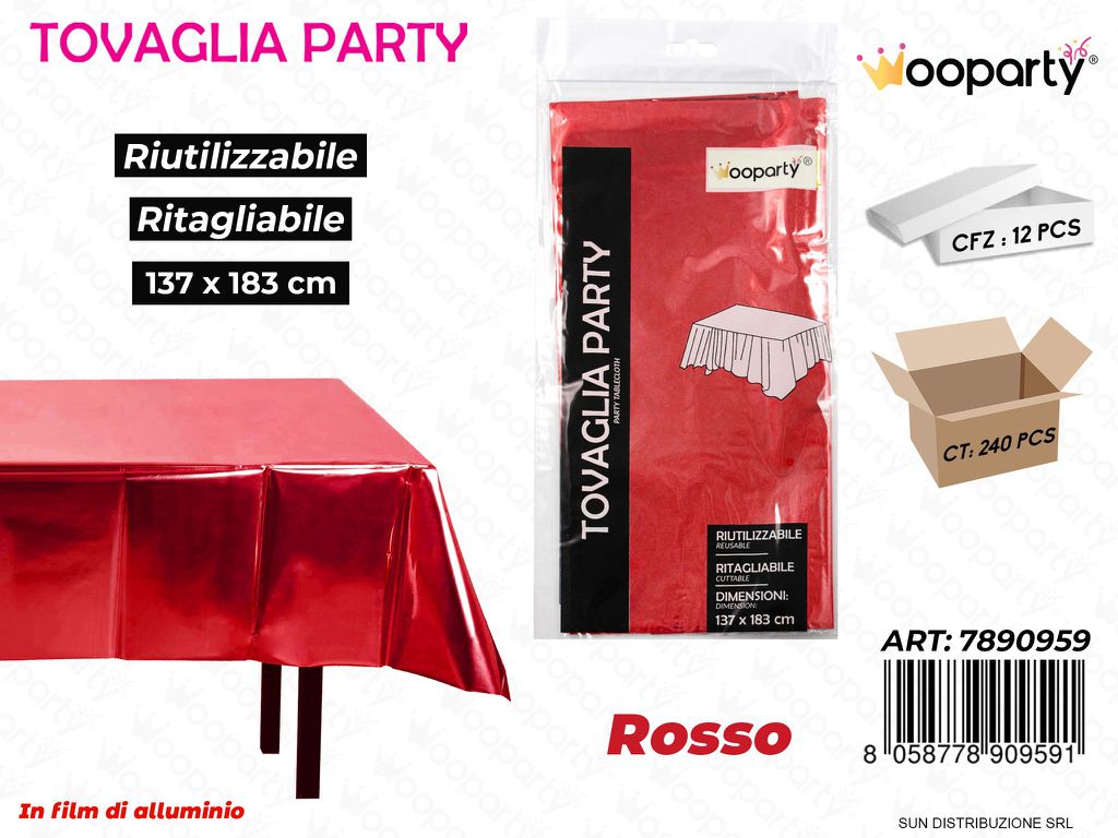 TOVAGLIA PARTY RIUT. METAL ROSSO 137*183CM /PZ DA 12**