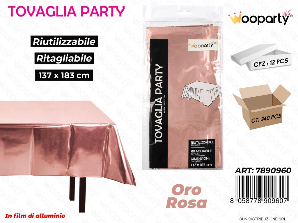TOVAGLIA PARTY RIUT. METAL ORO ROSA 137*183CM /PZ DA 12**