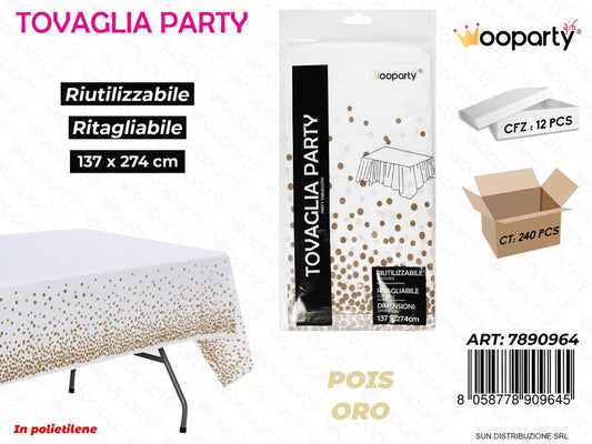 TOVAGLIA PARTY RIUT. POIS ORO 137*274CM /PZ DA 12**