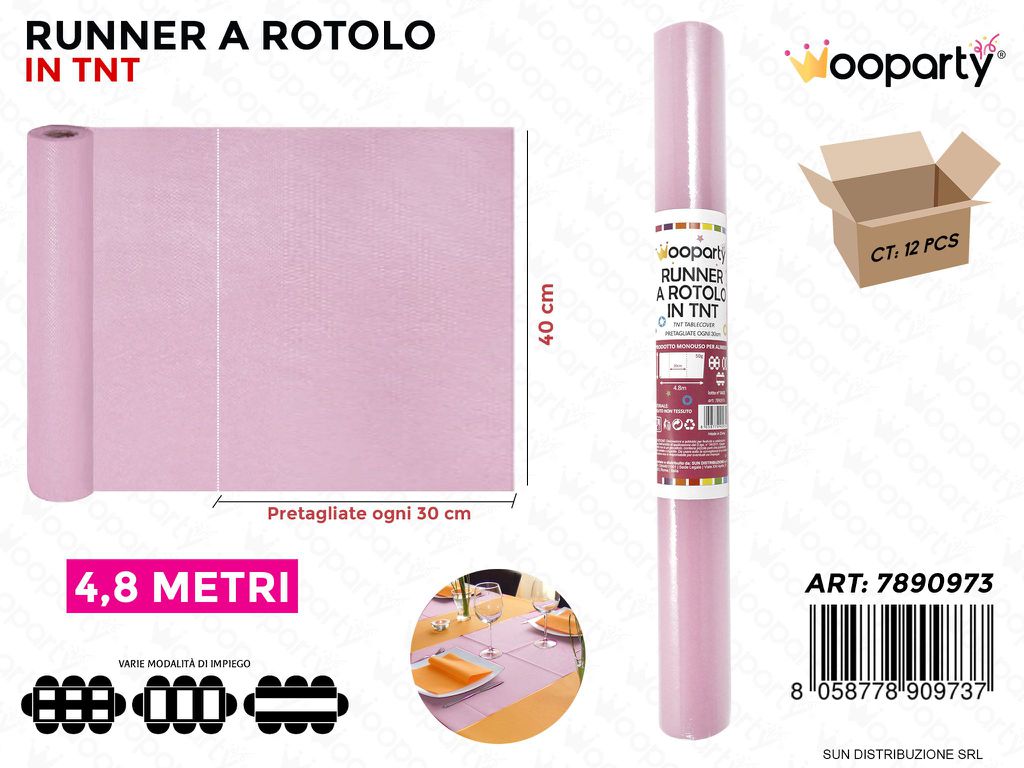 RUNNER A ROTOLO IN TNT ROSA 4.8MT*40CM /PZ DA 12**