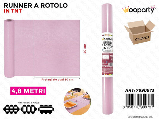 RUNNER A ROTOLO IN TNT ROSA 4.8MT*40CM /PZ DA 12**