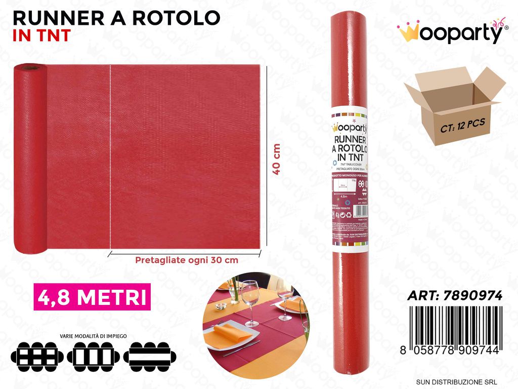 RUNNER A ROTOLO IN TNT ROSSO 4.8MT*40CM /PZ DA 12**