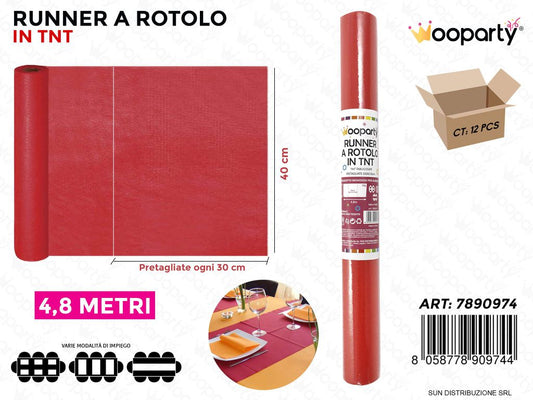 RUNNER A ROTOLO IN TNT ROSSO 4.8MT*40CM /PZ DA 12**