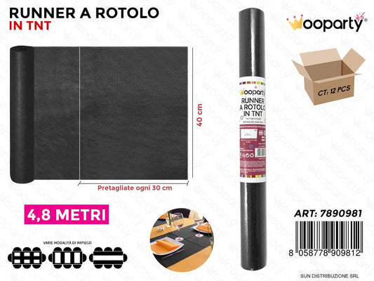RUNNER A ROTOLO IN TNT NERO 4.8MT*40CM /PZ DA 12**
