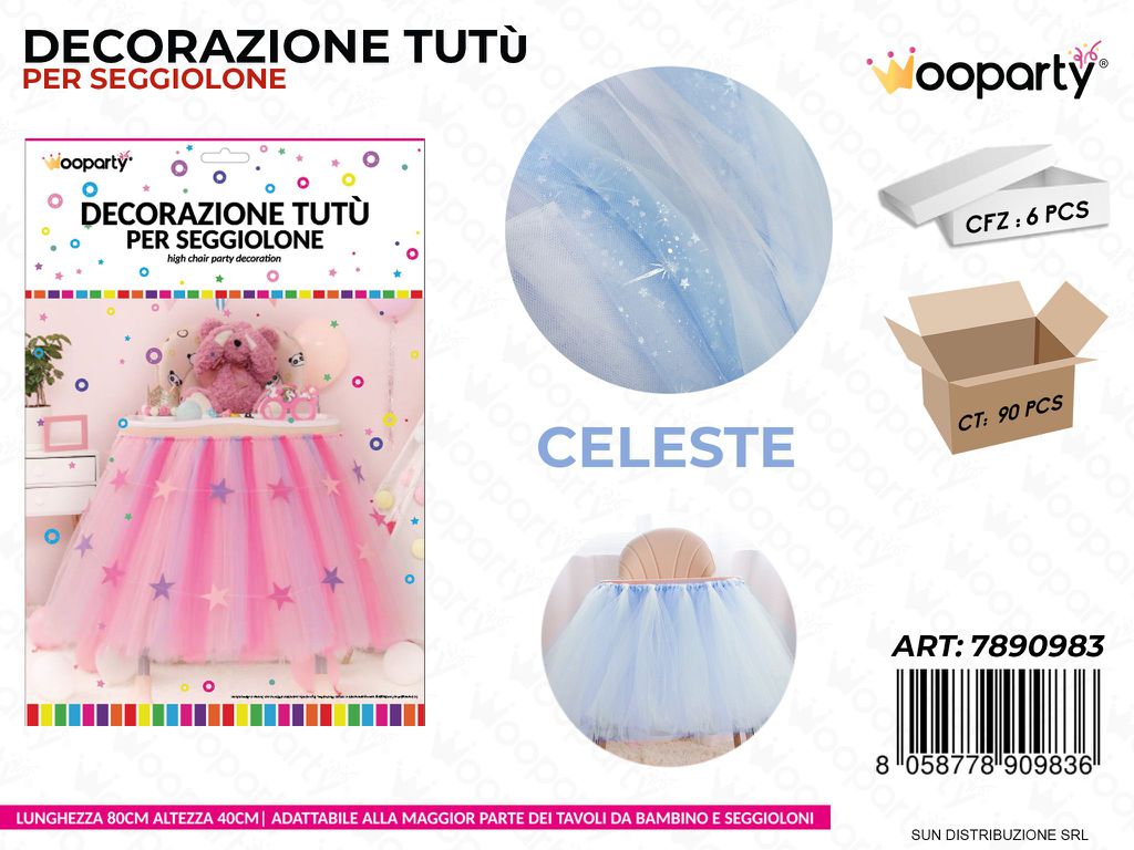 DEC. TUTU PER SEGGIOLINO CELESTE 80*40CM /PZ DA 6**