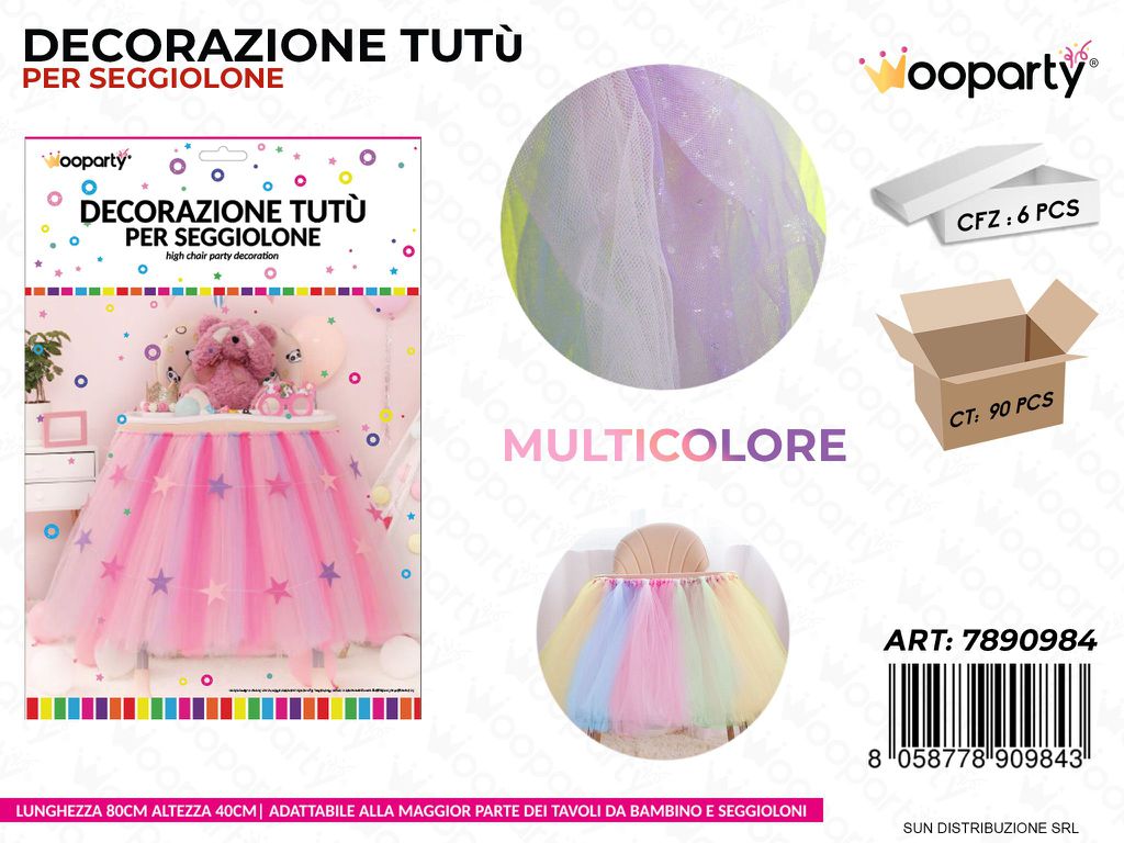 DEC. TUTU PER SEGGIOLINO MULTICOLOR 80*40CM /PZ DA 6**