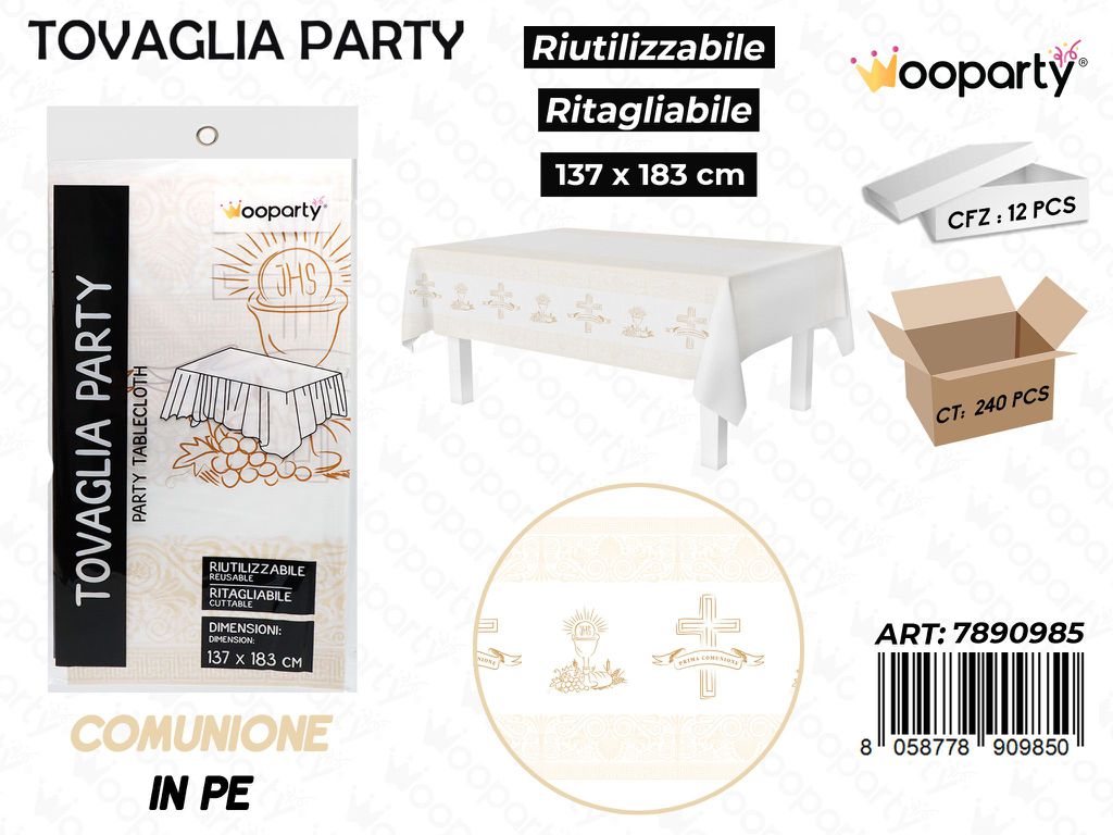 TOVAGLIA PARTY COMUNIONE RIUT. 137*183CM /PZ DA 12**