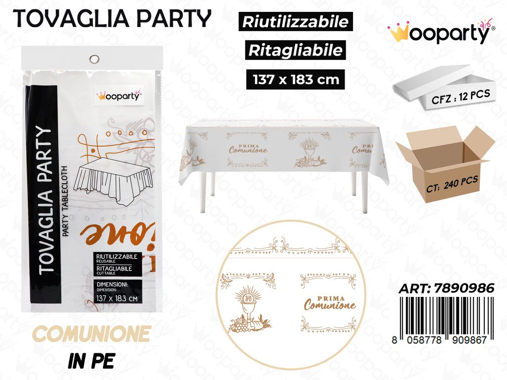 TOVAGLIA PARTY COMUNIONE RIUT. 137*183CM /PZ DA 12**