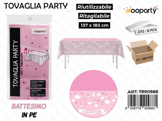 TOVAGLIA PARTY BATTESIMO GIRL RIUT. 137*183CM /PZ DA 12**