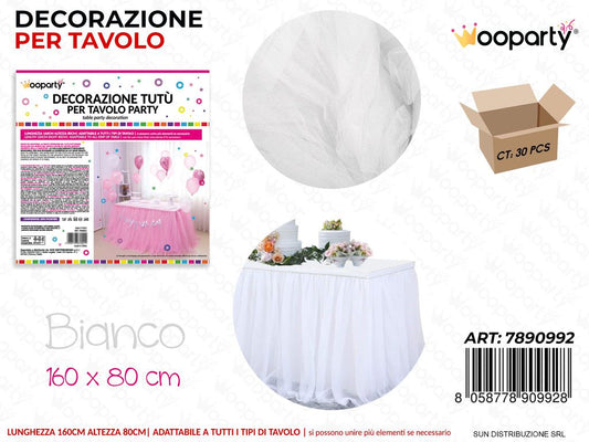 DEC.  PARTY TUTU PER TAVOLO BIANCO 160*80CM /PZ DA 2**