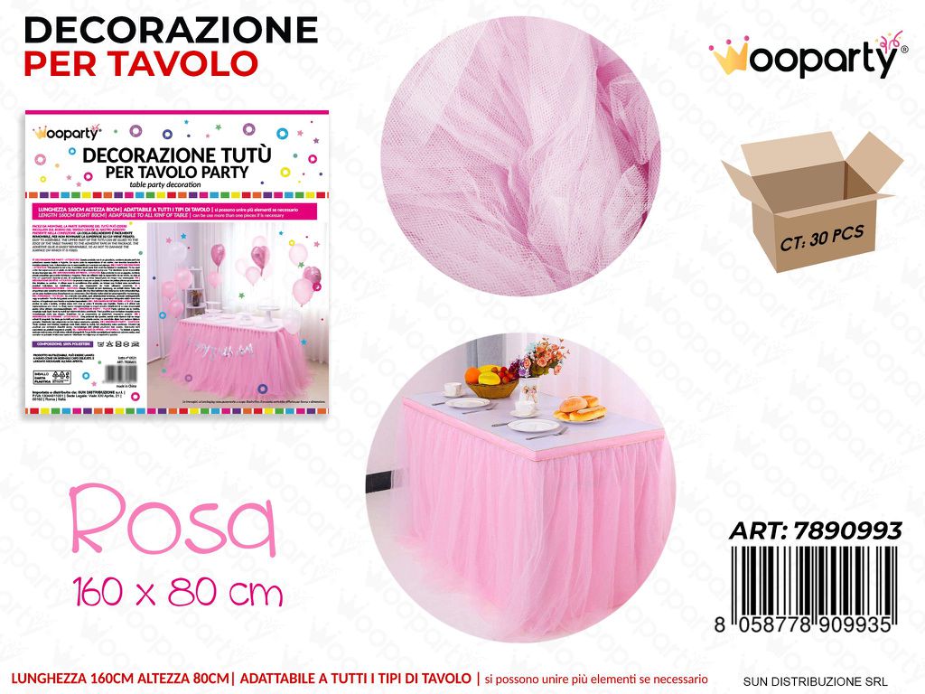 DEC.  PARTY TUTU PER TAVOLO ROSA 160*80CM /PZ DA 2**