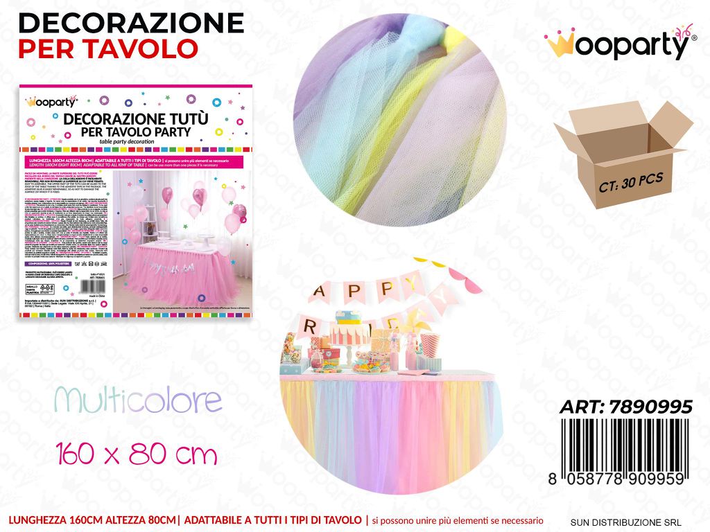 DEC.  PARTY TUTU PER TAVOLO MULTICOLOR 160*80CM /PZ DA 2**