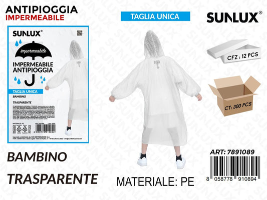 Sunlux Poncho Antipioggia Imperm. Bambino Tu