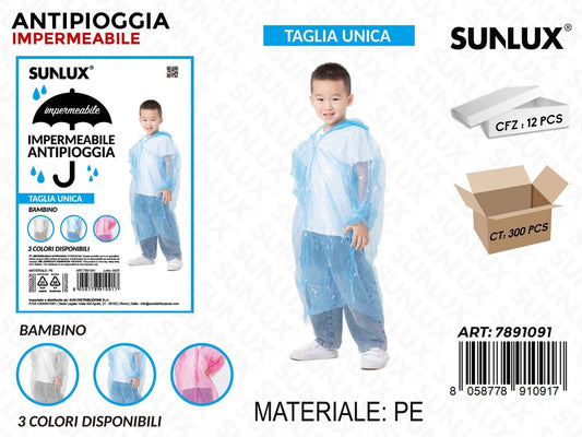 Sunlux Poncho Antipioggia Imperm. Bambino Ass. Tu