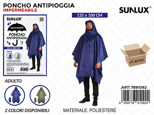 Sunlux Poncho Antipioggia Imperm. 135*100CM Ass.
