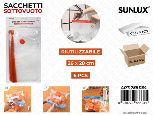 Sacchetti Sottovuoto Alimenti 6PCS 26*28CM
