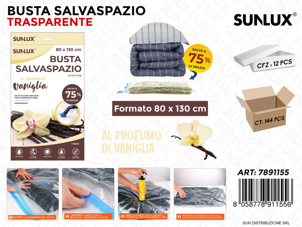 Busta Salvaspazio Trasp. Vaniglia 80*130CM