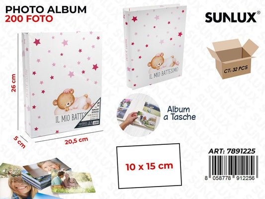 Sunlux Album Foto Battesimo Girl 200F. 20.5*26*5CM