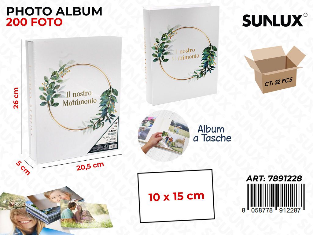 Sunlux Album Foto Nostro Matrimonio 200F. 20.5*26*5Cm