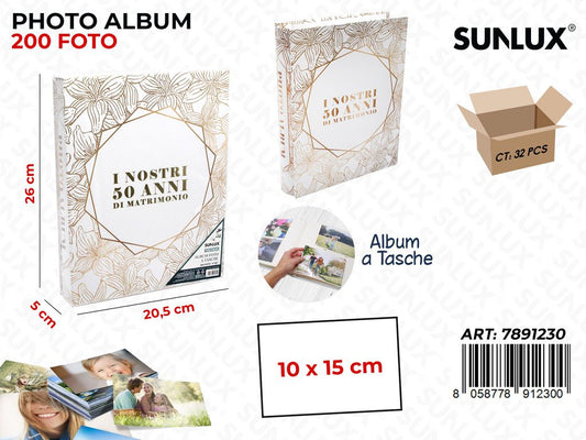 Sunlux Album Foto 50ANNI Matrimonio 200F. 20.5*26*5CM