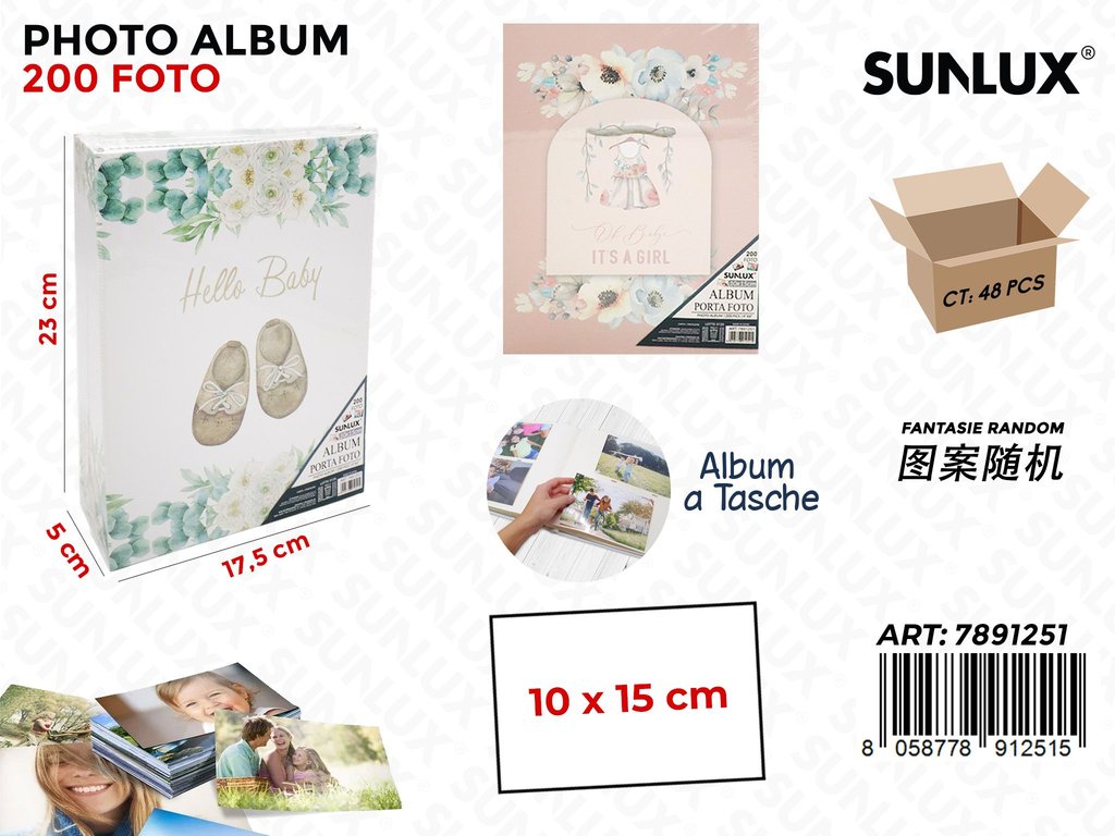 Sunlux Album Foto a Tasche Ass. 200F. 23*17.5*5CM