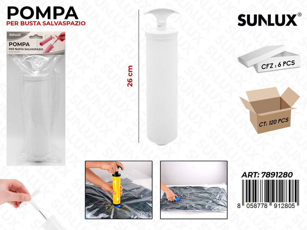 Sunlux Pompa per Busta Salvaspazio Bia. 26CM