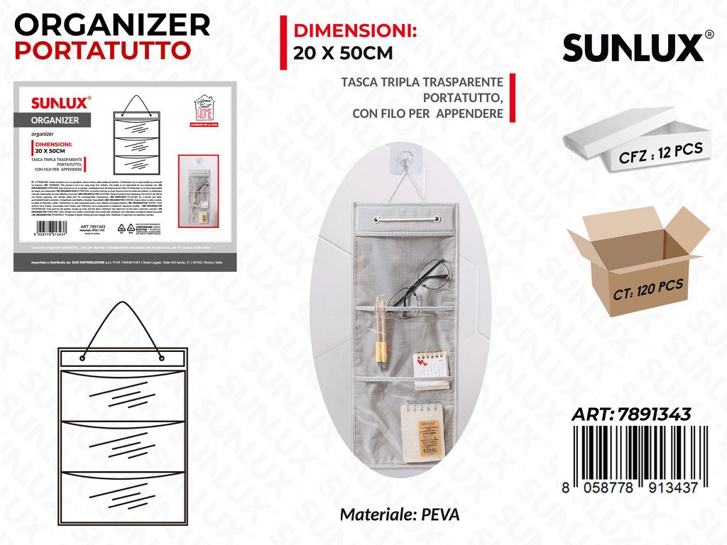 Organizer P.tutto Trasp. 3TASCHE 20*50CM