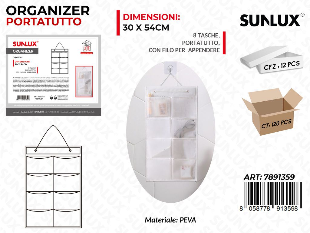 ORGANIZER P.TUTTO OPACO 8TASCHE 30*54CM /PZ DA 12**