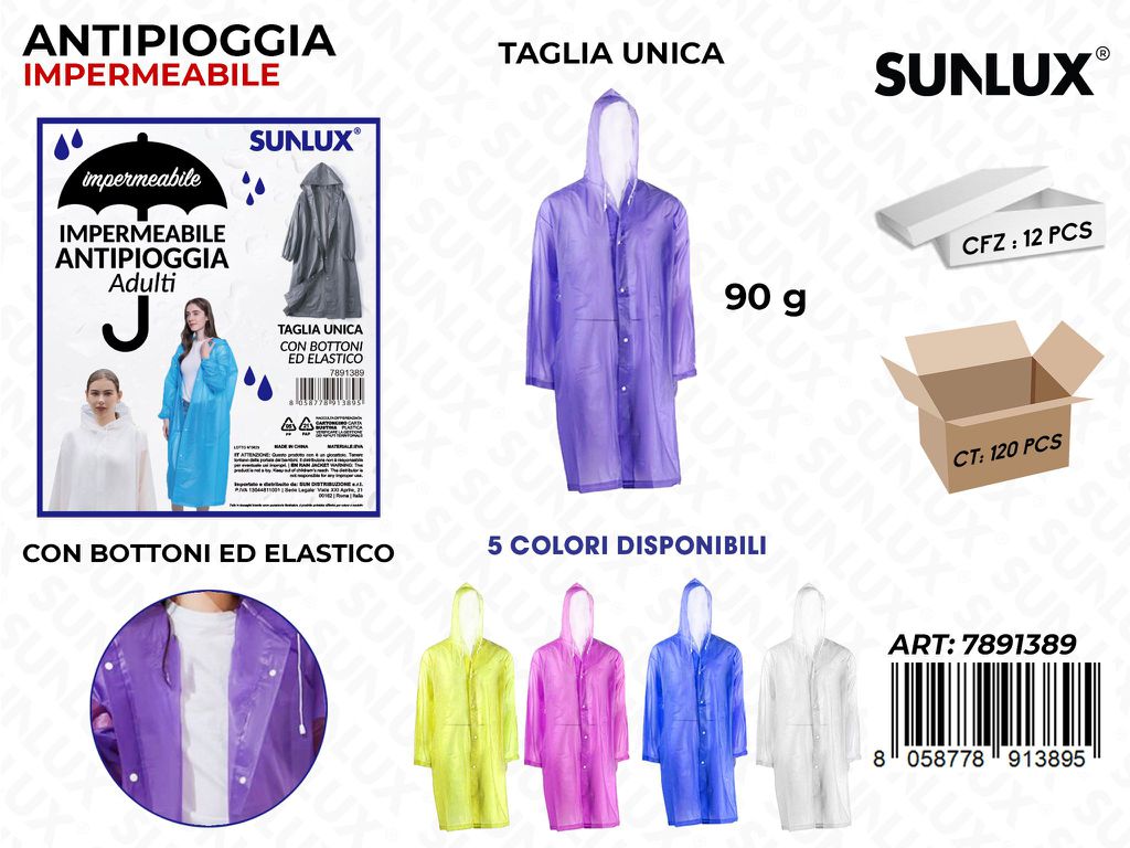 Sunlux Impermeabile Antipioggia Tg. U ASS.90G