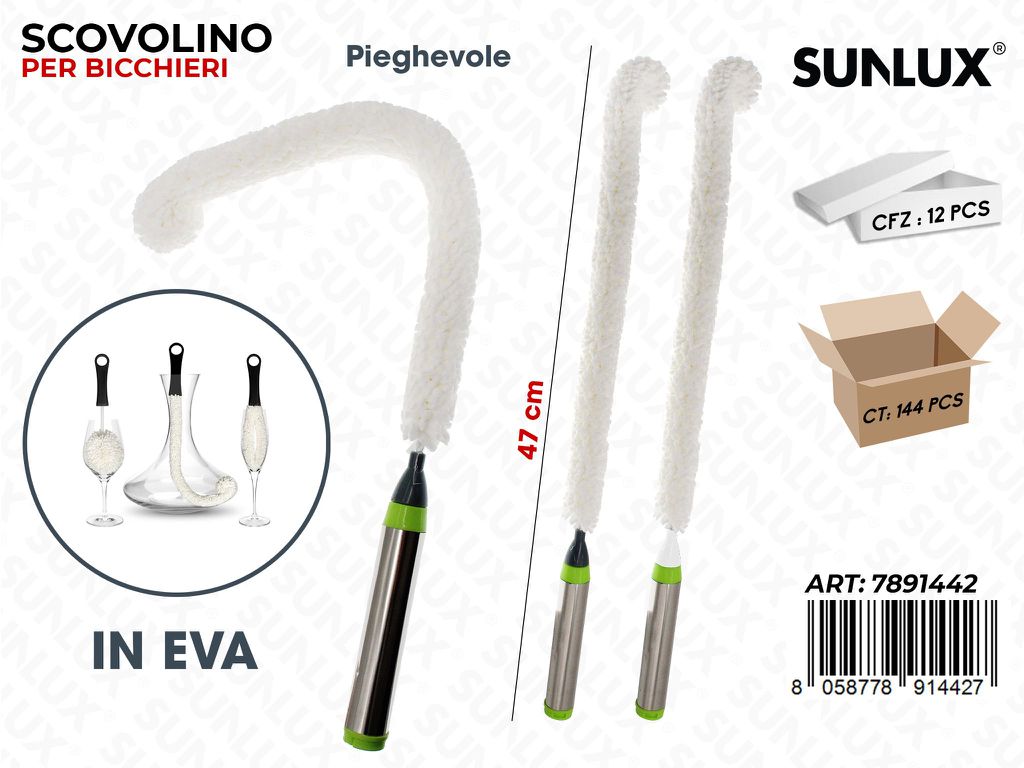 Sunlux Scovolino per Bicchieri Pieghevole 47CM