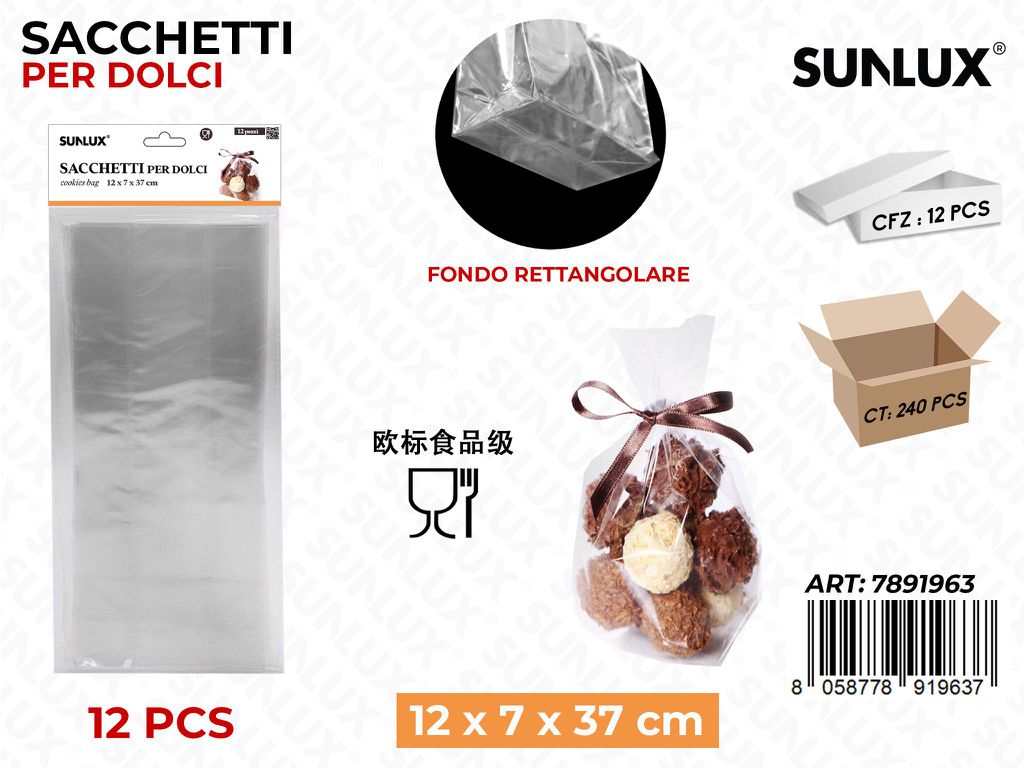 Sunlux Sacchetto per Dolci 12PCS 12*7*37CM