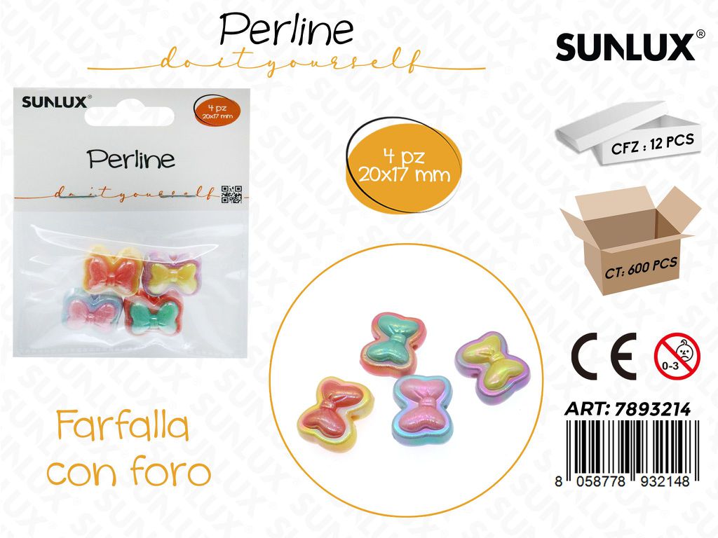 Sunlux Perline Forate Fiocco Irid. 4PCS 20*17MM