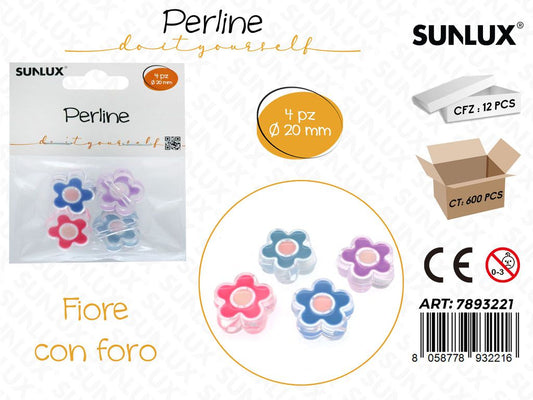 PERLINE FORATE FIORE 4PCS D.20MM