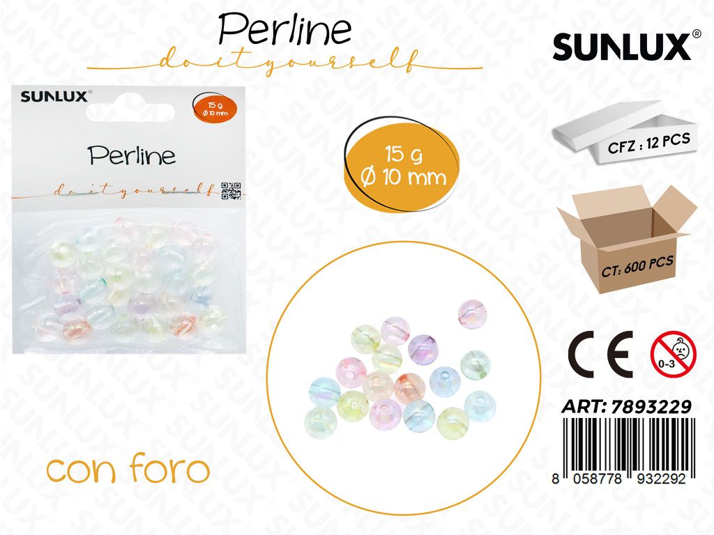 Sunlux Perline Forate Trasp. 15G D.10MM