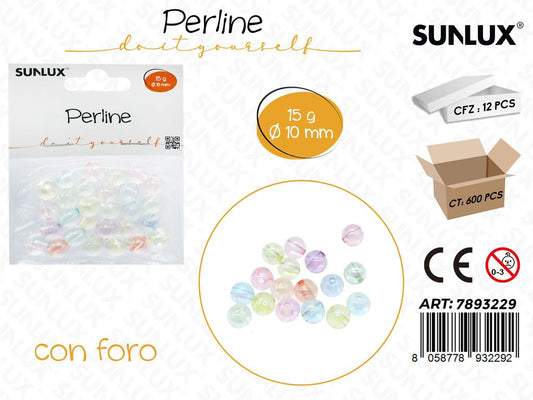 Sunlux Perline Forate Trasp. 15G D.10MM
