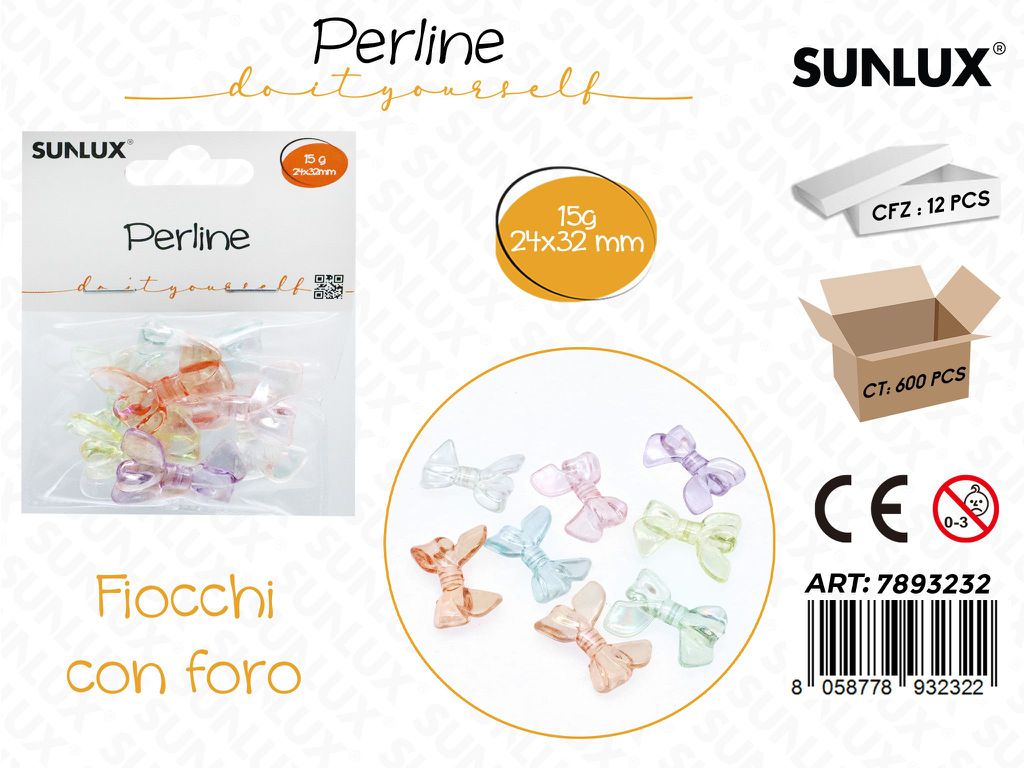 Sunlux Perline Forate Fiocchi Trasp. 15G 24*32MM