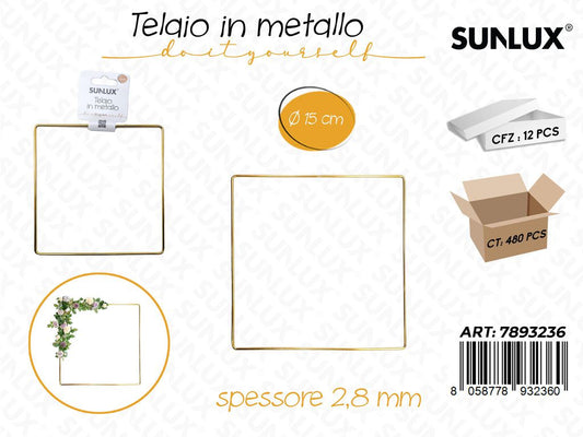 Sunlux Telaio Quadr. in Metallo 15CM*2.8MM