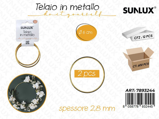 Sunlux Telaio Cerchio in Metallo 2PCS 6CM*2.8MM