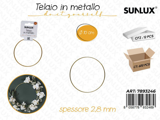Sunlux Telaio Cerchio in Metallo 10CM*2.8MM