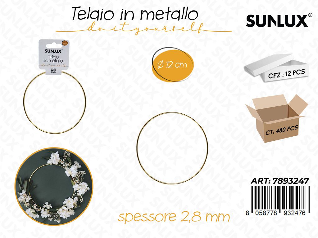 Sunlux Telaio Cerchio in Metallo 12CM*2.8MM